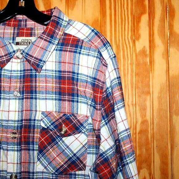 Open Trails Plaid Flannel Shirt - Mens XL - Cotton Blend - Picture 4 of 7